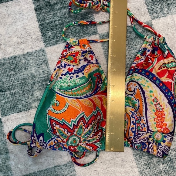Ralph Lauren Bright Paisley Double String Bikini Triangle Top Medium - Picture 9 of 11